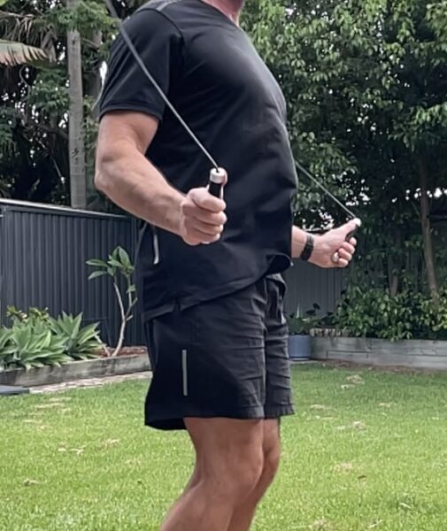 Man skipping rope as part of a daily habitual exercise routine